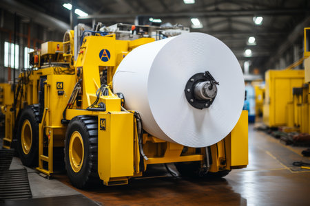 Paper production machine. Powerful modern equipment for the production of coated paper. Paper industryの素材