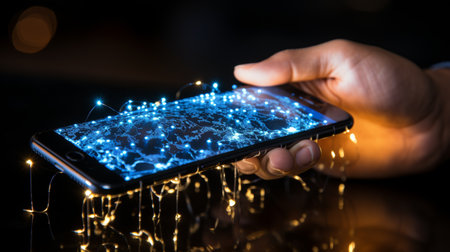 technological background showing the development of modern technologies and innovations and their application in human stylish everyday lifeの素材