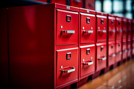 the meticulous process of retrieving a document from an organized filing cabinet, highlighting the precision and attention to detail involved.の素材