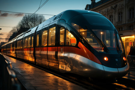 a futuristic urban landscape featuring advanced ai managed transport networks and intelligent infrastructureの素材