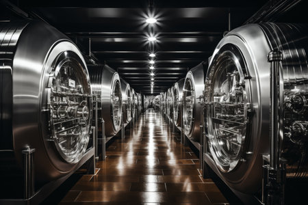 a hydrogen power plant, highlighting its vast steel tanks and intricate pipe network, with emphasis on the industrial scale and technological complexityの素材