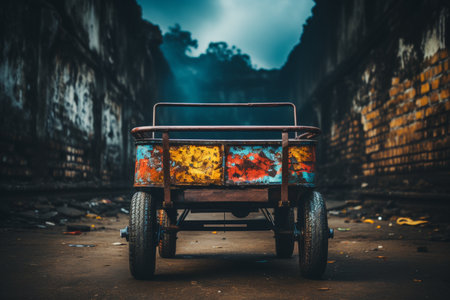 an open dumpster, commonly used for discarding waste, in a way that reflects its role in urban environments.の素材