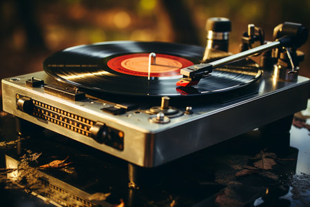 enhance the vintage feel of a vinyl record collection with added scratches and light leaks for an authentic touch.の素材