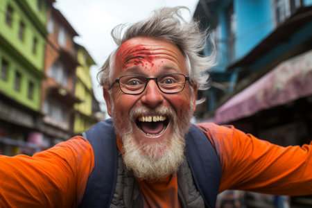 festival of colors, holi in india with a lot of peopleの素材