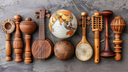 Harmony across worlds planet earth and musical instruments unite in musical planetの素材