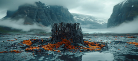Vacant forest area with stumps highlighting deforestation and wood related concernsの素材