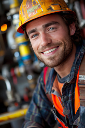 Engineer overhauls airplane jet engine in hangar safety gear and maintenance in actionの素材