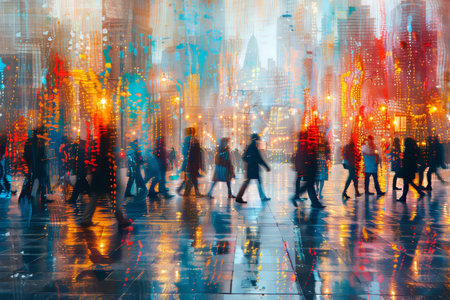 Energetic healthcare professionals navigating a hospital corridor with blurred doctor figuresの素材