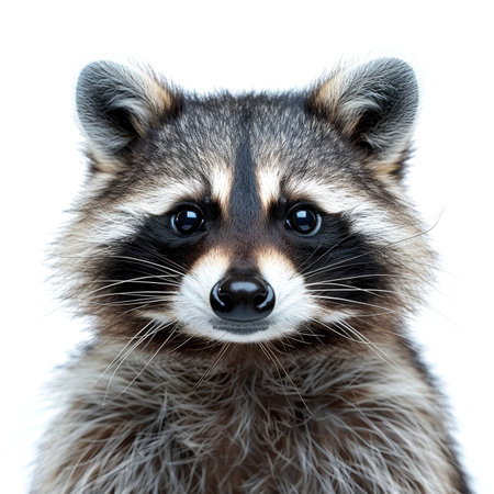 Raccoon isolated on a white background cutoutの素材