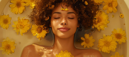 Joyful african american woman thrives in community garden, embracing inclusivity and belongingの素材