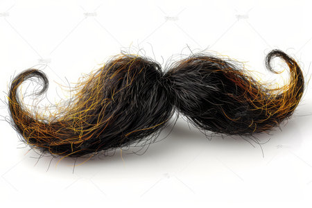 Creative and fun graphic design of a stylish mustache isolated on a clean white backgroundの素材