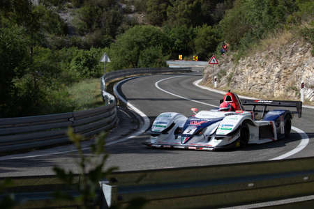 Skradin Croatia, June 2020 Norma m20 race car formula going uphill at high speed through the cornerのeditorial素材