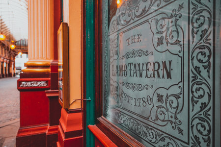 London UK January 2021 London's famosu pub Lamb Tavern, inside the Leadenhall market, closed during the national covid lockdownのeditorial素材