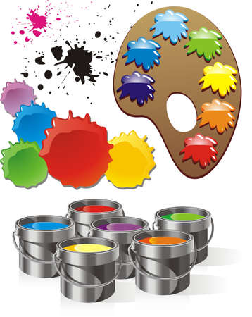 A set of colors, flowers, and sprayのイラスト素材