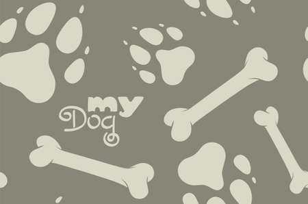 My Dog pattern  Illustration of seamless background with dog paws and bones のイラスト素材