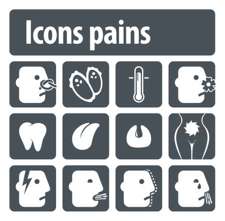 Illustration set of icons of human pain for visual clarityのイラスト素材