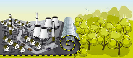 Illustration deadly offensive civilization on the environmentのイラスト素材