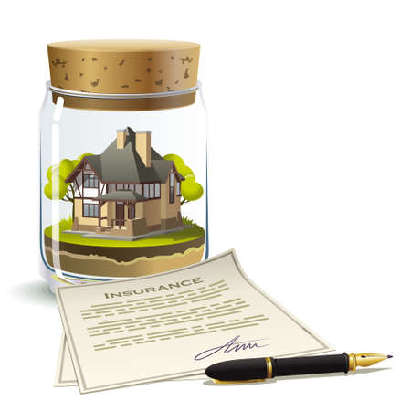 Graphic illustration of the protection of property from any troubles with insuranceのイラスト素材