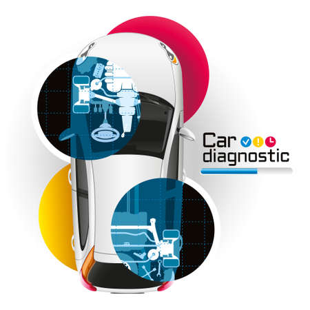 Illustration vehicle diagnostics using the X-rayのイラスト素材