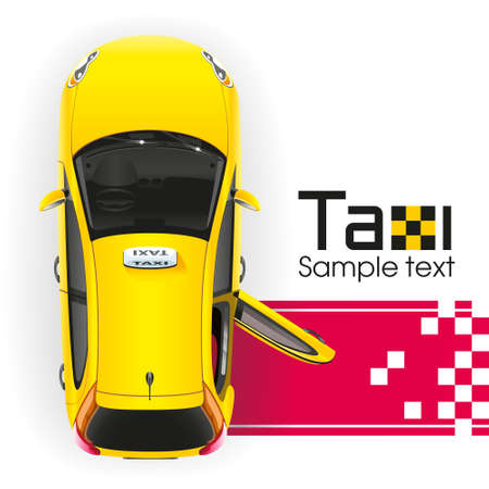 Yellow taxi with the door open will have a very important person on the red carpetのイラスト素材
