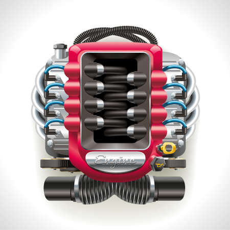 Eight-cylinder internal combustion engine separately from the vehicleのイラスト素材