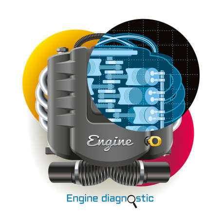 X-ray diagnostics of internal combustion engine of the vehicleのイラスト素材