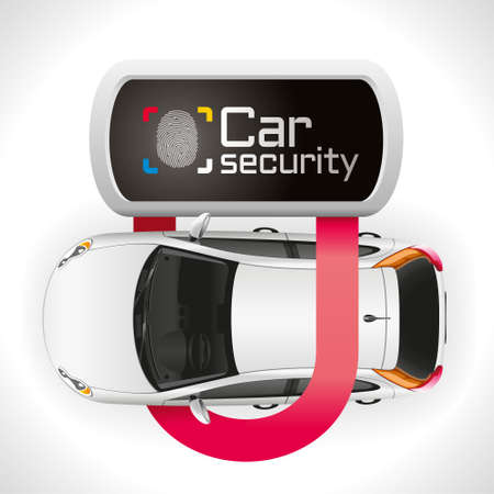 The car is well protected closed padlockのイラスト素材