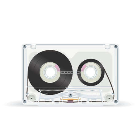 Vintage audio cassette with film in a transparent case design mockupのイラスト素材