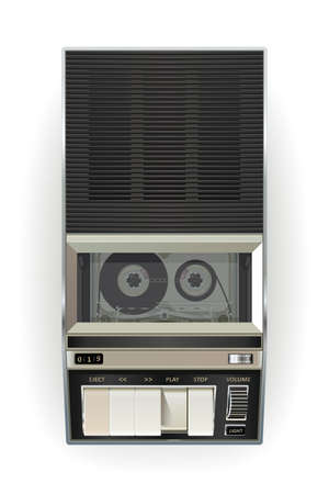 Old cassette tape player on a white background. Vector illustration template.のイラスト素材