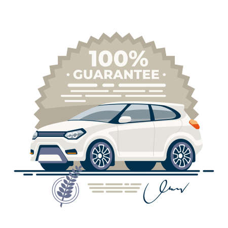 Warranty quality of the vehicle deal. Legal guarantee certified by seal and signature.のイラスト素材