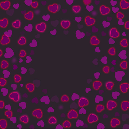 Background of glowing pink and purple hearts, background for Valentine's Day.のイラスト素材