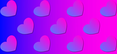 Hearts Background on pink and blue gradient.のイラスト素材