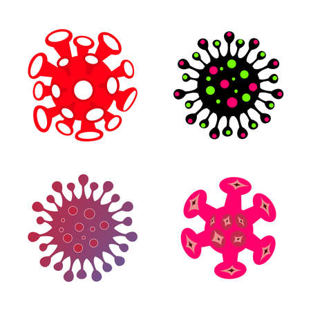 Illustration of virus, bacteria or microorganisms, vector set.のイラスト素材