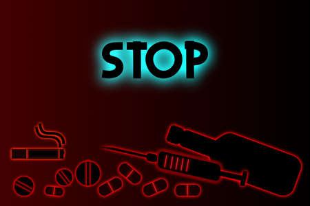 No drugs, stop smoking and alcohol. Vector illustration.のイラスト素材