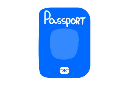 Blue ID document, passport icon on white background.のイラスト素材