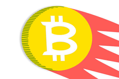 Yellow Bitcoin sign icon symbol and coin image Isolated vector illustrationのイラスト素材