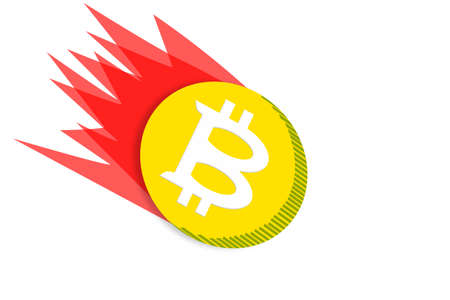 flying bitcoin sign icon symbol vector illustrationのイラスト素材