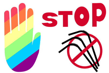 Stop using plastic straws concept on white.のイラスト素材