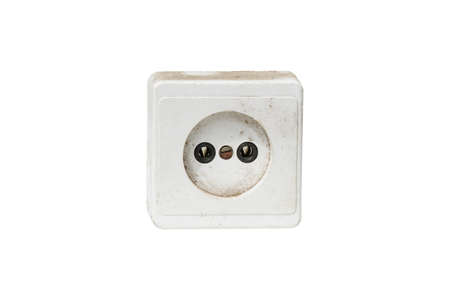old dirty power socket isolated on a white background.