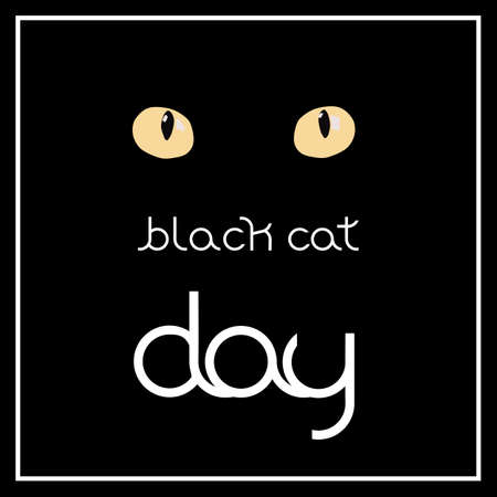 black cat day card, yellow cats eyes on a black background.のイラスト素材