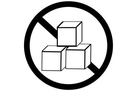white sugar cubes on a black background on a prohibition sign.のイラスト素材