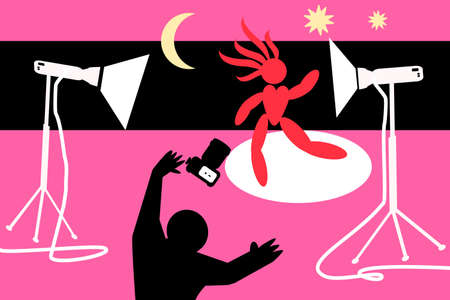 photographer and fashion model abstract vector illustration of photo shoot.のイラスト素材