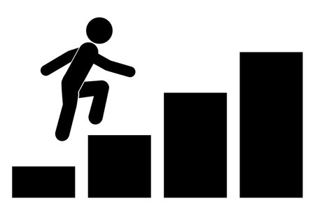 climb man symbol on upstairs or graph.のイラスト素材