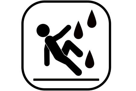 Slippery wet floor danger pictogram illustration isolated on a white background.のイラスト素材