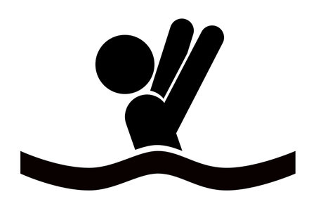 drown in water danger pictogram illustration isolated on a white background.のイラスト素材