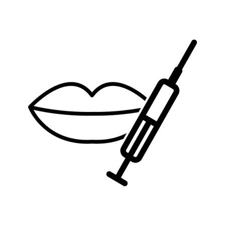 Lips shape correction icon injection sign, linear vector illustration.のイラスト素材