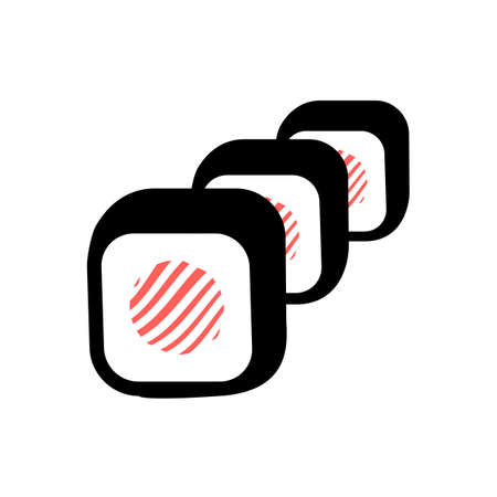 Three piece sushi rolls icon, outline vector illustration.のイラスト素材