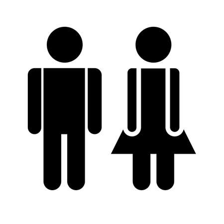 Man and woman icon for bathroom. Girl and boy Vector toilet symbol isolated. Male and female sign for restroom or wc.のイラスト素材