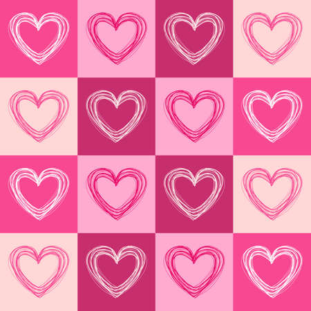 Red and pink hearts seamless pattern for Valentines Day.のイラスト素材