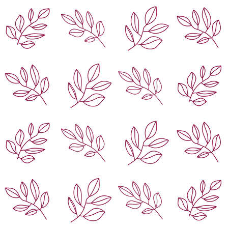 Seamless pattern with leaves in line style. Vector floral background in linear style.のイラスト素材